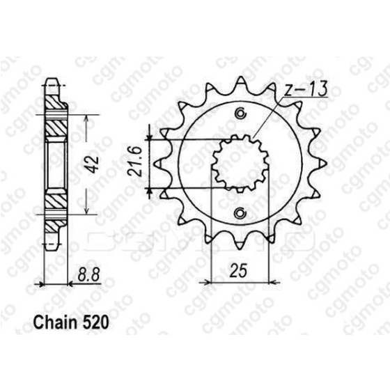 Комплект верига и пиньони REGINA KAWASAKI KLE500 97-04