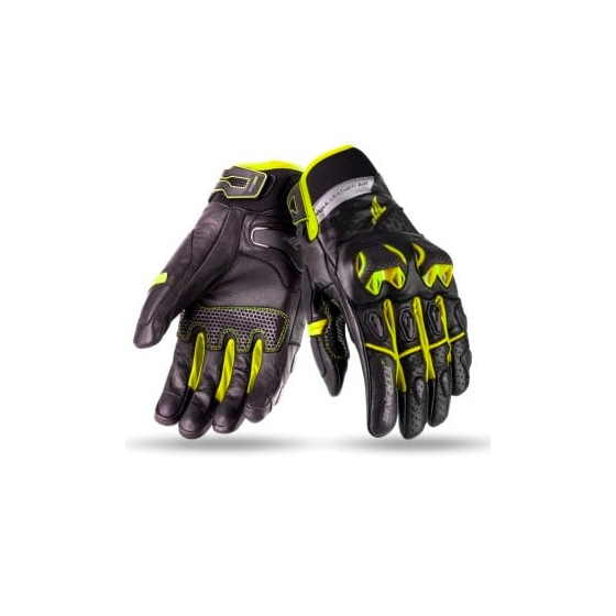 Кожени ръкавици 70 DEGREES SUMMER NAKED BLACK/YELLOW FLUO