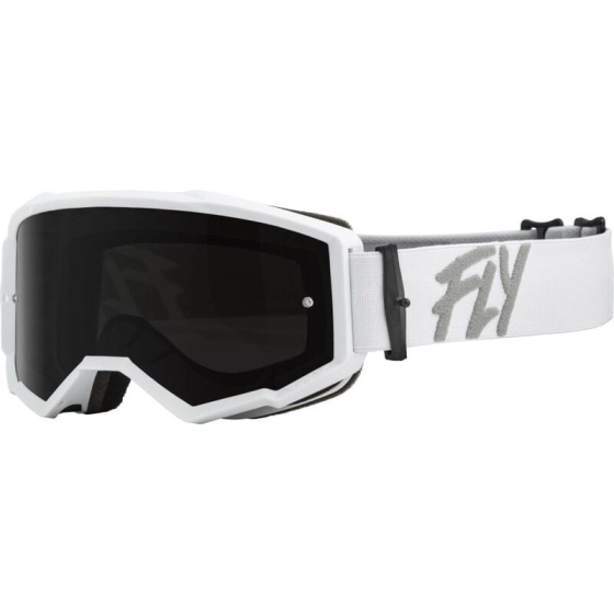 Мотокрос очила FLY RACING Zone White W/ Dark Smoke/Smoke Lens