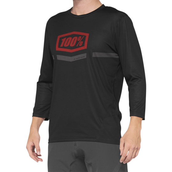 Вело джърси 100% AIRMATIC 3/4 SLEEVE BLACK/RED