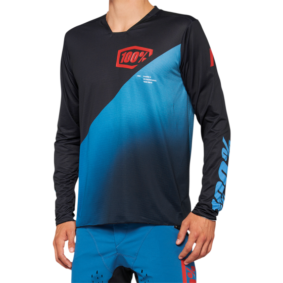 Вело джърси 100% R-CORE X LS BLACK/BLUE/RED