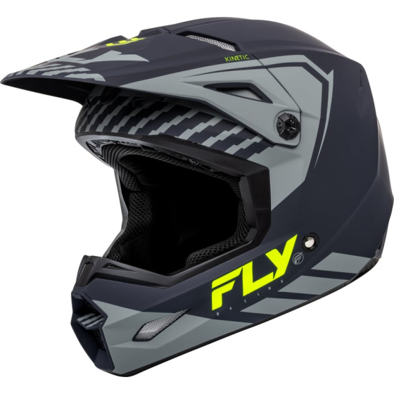 Детска крос каска FLY RACING Kinetic Menace - Matte Grey/Hi-Vis
