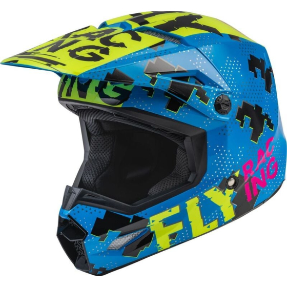 Детска крос каска FLY RACING Kinetic Scan- Blue/Hi-Vis-Pink