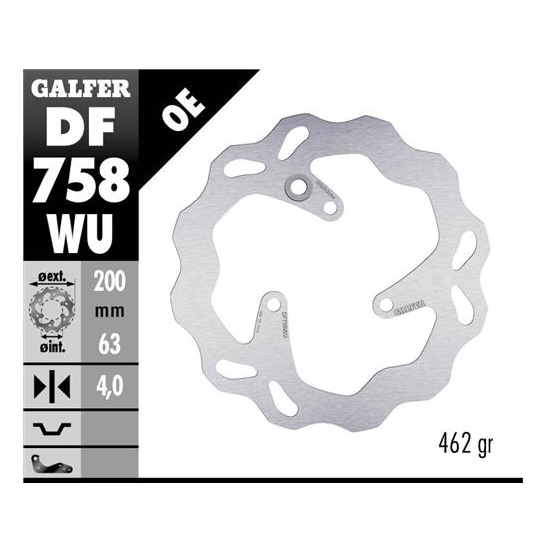 Заден спирачен диск Galfer WAVE FIXED 200x4mm DF758WU