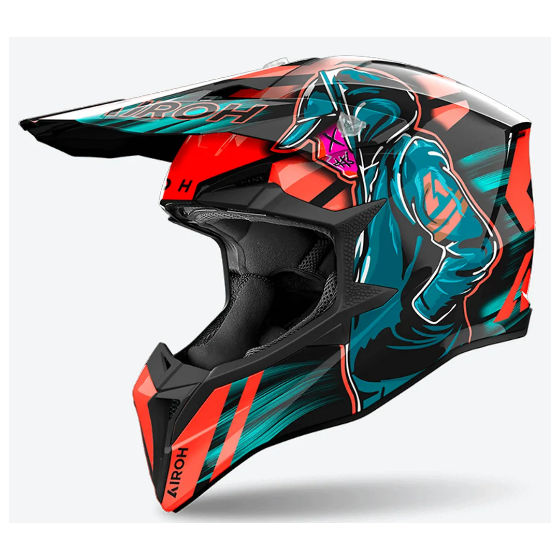 Мотокрос каска AIROH WRAAAP CYBER ORANGE/BLUE