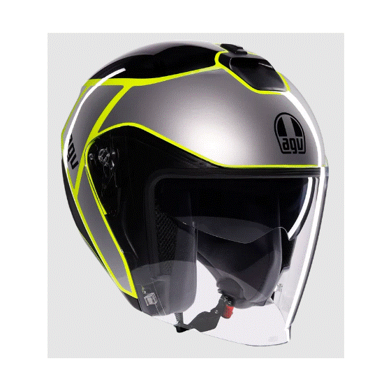 Каска за скутер AGV IRIDES DAVAO BLACK/GREY/YELLOW FLUO