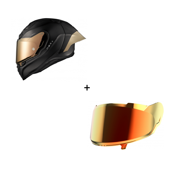 Каска NEXX X.R3R ZERO PRO 2 CARBON GOLD + Визьор IRIDIUM RED