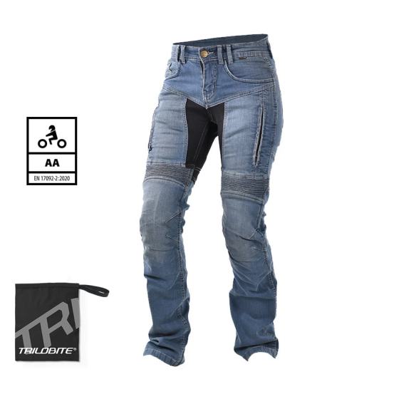 Дамски мото дънки TRILOBITE 661 PARADO REGULAR FIT LONG BLUE