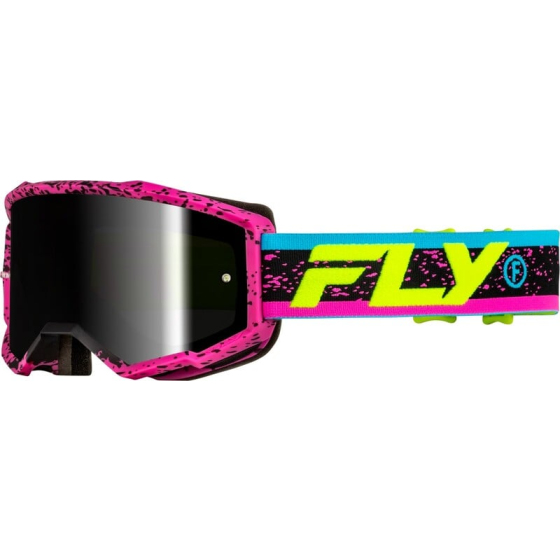 Мотокрос очила FLY RACING Zone Pink/Black/Hi-Vis - Black Mirror/Smoke Lens 2025