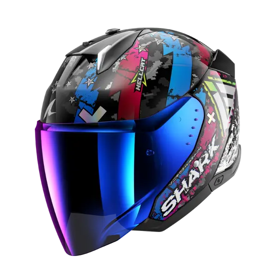 Каска за скутер SHARK SKWAL i3 JET HELLCAT Black / Blue