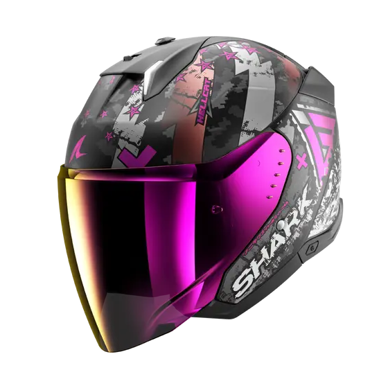 Каска за скутер SHARK SKWAL i3 JET HELLCAT Mat Black/Purple