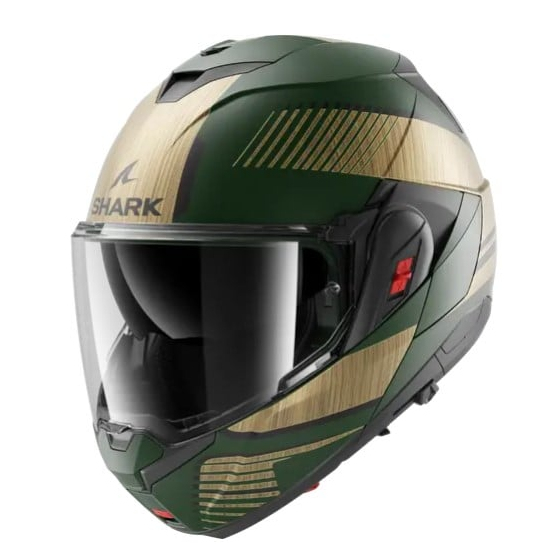 Модуларна каска SHARK OXO SIKTER Mat Green Chrome Gold
