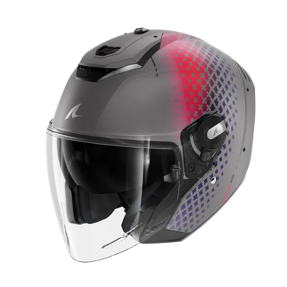 Скутерова каска SHARK RS JET STRIDE Mat Silver Purple Blue