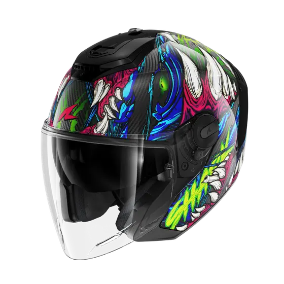 Скутерова каска SHARK RS JET CARBON SHAYTAN Black Green Violet