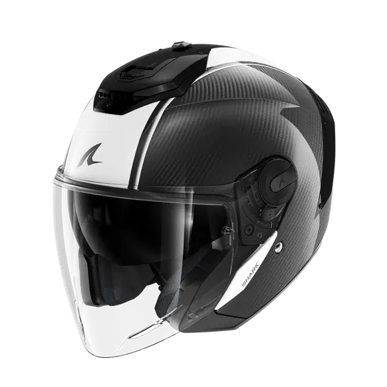 Скутерова каска SHARK RS JET CARBON SKIN Carbon White Black