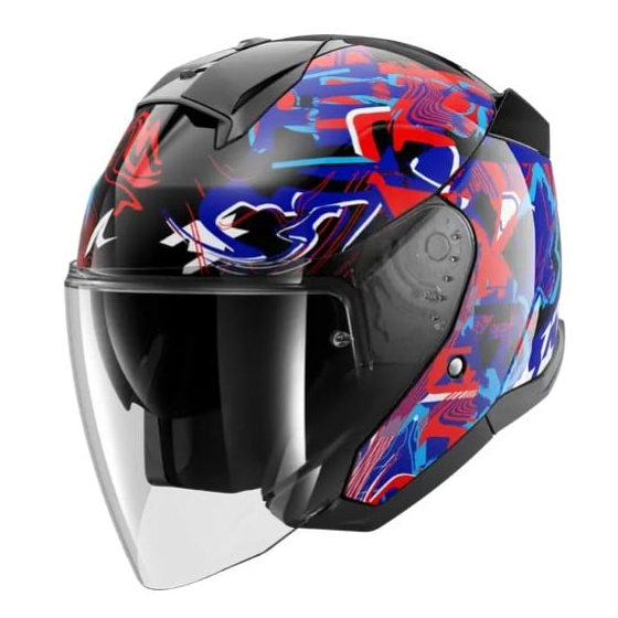 Каска за скутер SHARK SKWAL JET PRANZ Mat Black/Blue/Red