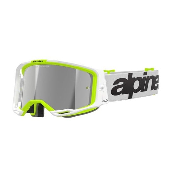 Мотокрос очила ALPINESTARS VISION 8 WORDMARK WHITE YLLW FLUO Mirror SILVER