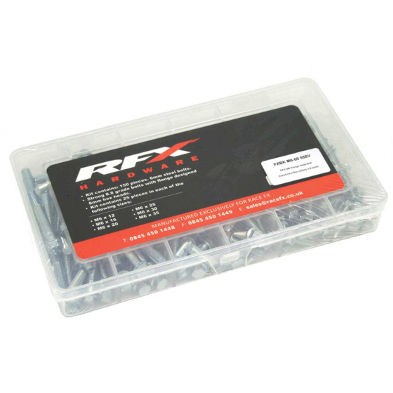 Кутия за болтове с фланцова глава RFX M6 Flange Head Bolt Assortment Box - 25 x 6 sizes