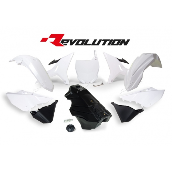 Комплект пластмаси RACETECH Revolution Plastic Kit + Gas Tank (Black/White) Yamaha YZ125/250 02-19