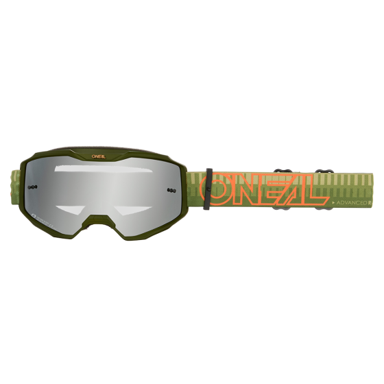 Мотокрос очила O'NEAL B-10 STRIPED GREEN/ORANGE - SILVER MIRROR V.26