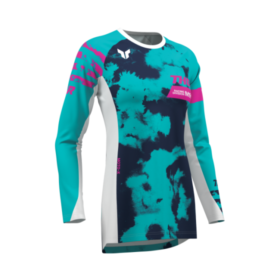 Дамско мотокрос джърси THOR LAUNCHMODE BLEACH WHITE/AQUA