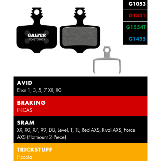 Вело спирачни накландки GALFER BIKE FD427G1053 PERFORMANCE Brake Pad