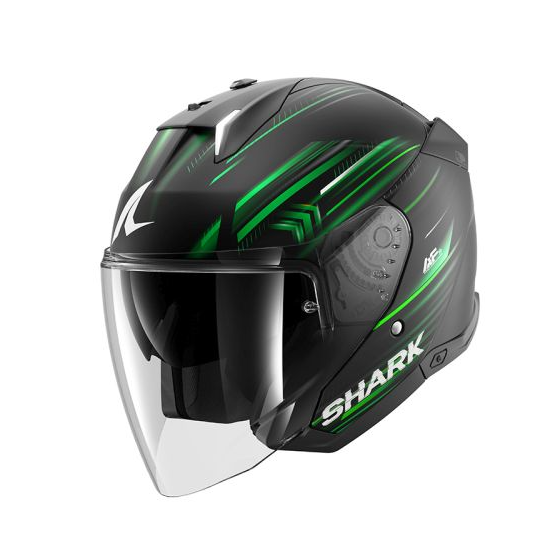 Каска за скутер SHARK SKWAL i3 JET LIGHT-BLUR MAT BLACK/GREEN