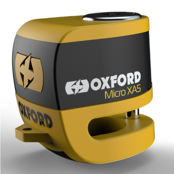 Дискова ключалка за аларма OXFORD Micro XA5 - жълта/черна
