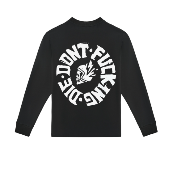 Тениска с дълъг ръкав PANDO MOTO TOMMY DON’T DIE BLACK - Oversized