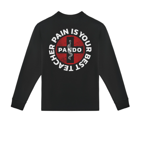 Тениска с дълъг ръкав PANDO MOTO TOMMY PAIN BLACK - Oversized