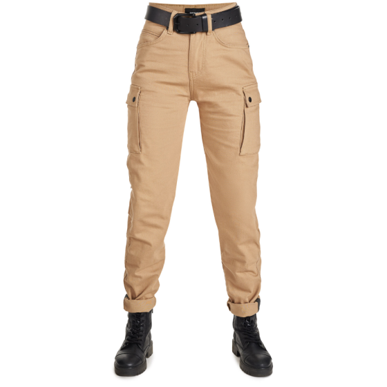 Дамски мото дънки PANDO MOTO MILA CARGO BEIGE - Chino Style Cordura® - SHORT