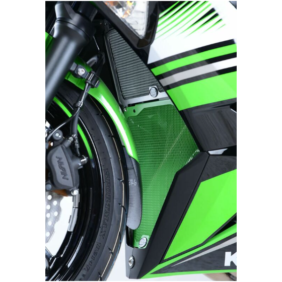 Протектор за генерация R&amp;G Racing Aluminium Headpipe grille - Green Kawasaki Ninja 650 17-26